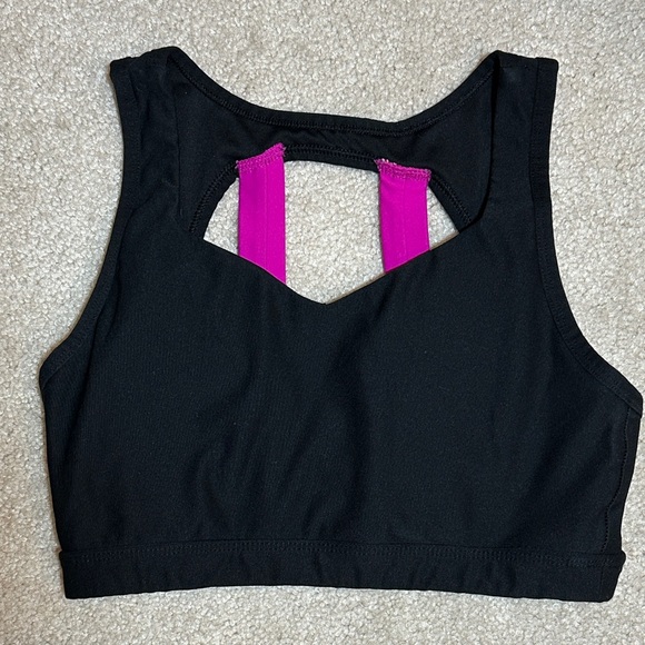 90 Degree By Reflex Black and Pink Sports Bra - Picture 1 of 3